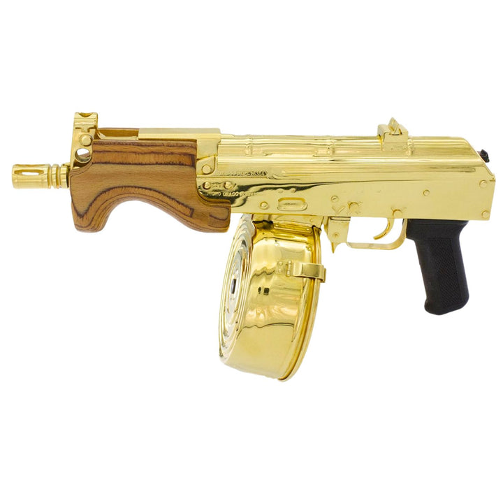 Century Arms Micro Draco, 7.62 x39mm, 24k Gold Plated WITH/Gold plated Drum, SKU: 6717974937702, Gold AK47,  24k Gold AK , Gold Micro Draco