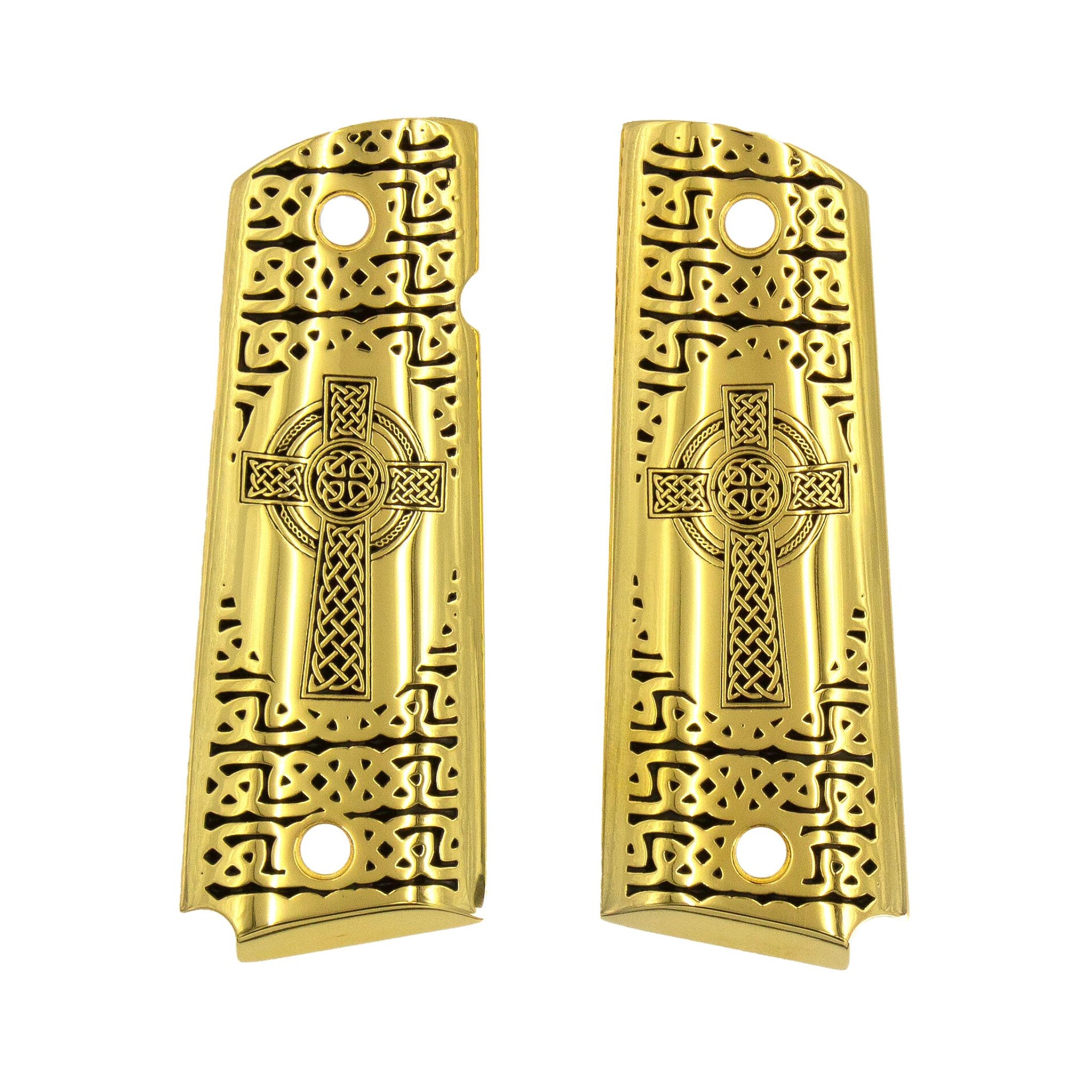 Gold Celtic Engraved Full Size 1911 Grips