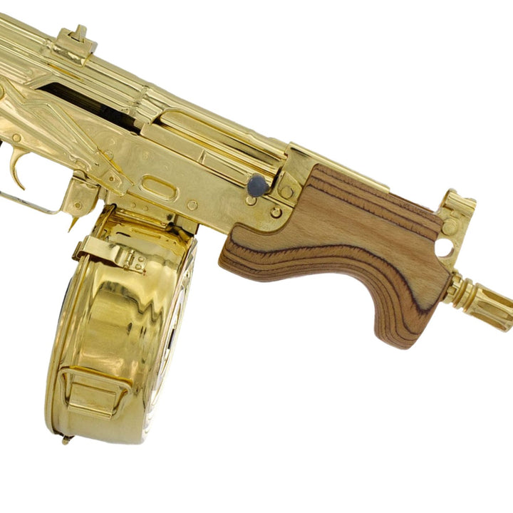 Century Arms Micro Draco, 7.62 x39mm, 24k Gold Plated WITH/Gold plated Drum, SKU: 6717974937702, Gold AK47, 24k Gold AK , Gold Micro Draco