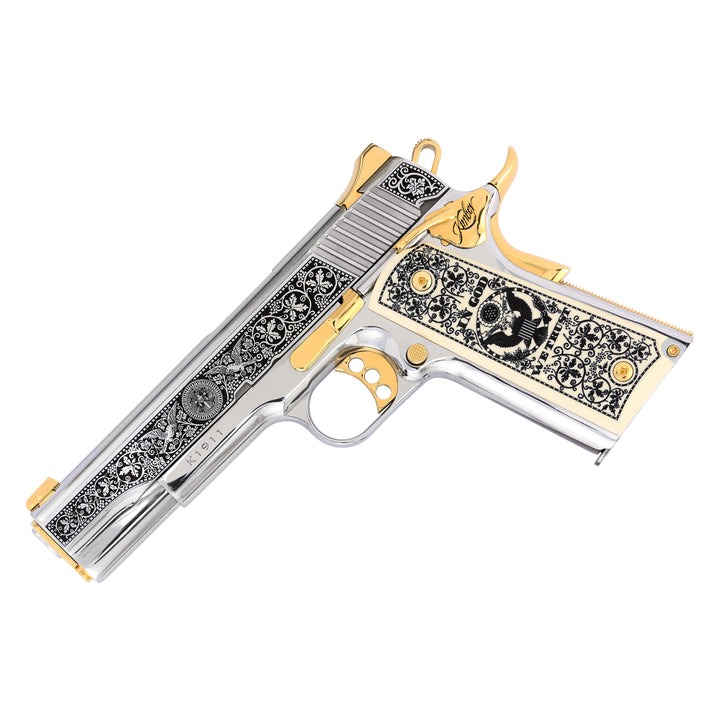 Kimber 1911 Stainless II, 45 ACP, Celestial Vines, High Polished Stainless Steel with 24 Karat Gold Accents