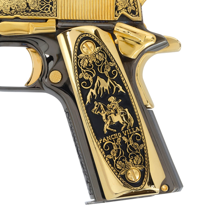 Custom 24K Gold Grips in Pancho Villa Design by Seattle Engraving Center