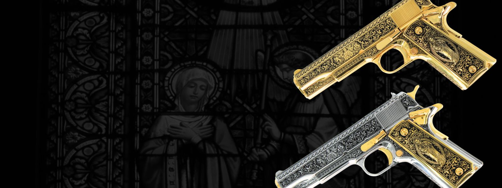 Custom 1911 45 ACP 24K Gold Cathedral Pistol