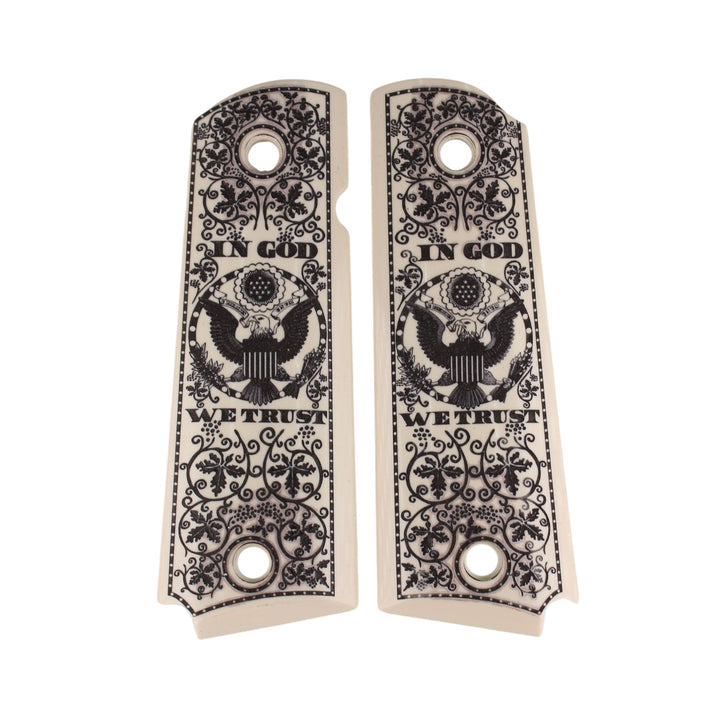 Custom Grips in Pearl Finish Engraved by Seattle Engraving Center