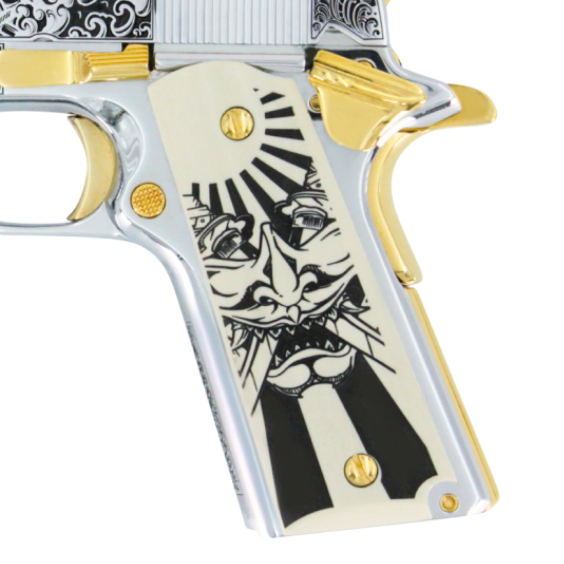 Bushido Blade Engraved, Ivory Polymer Full Size 1911 Grips