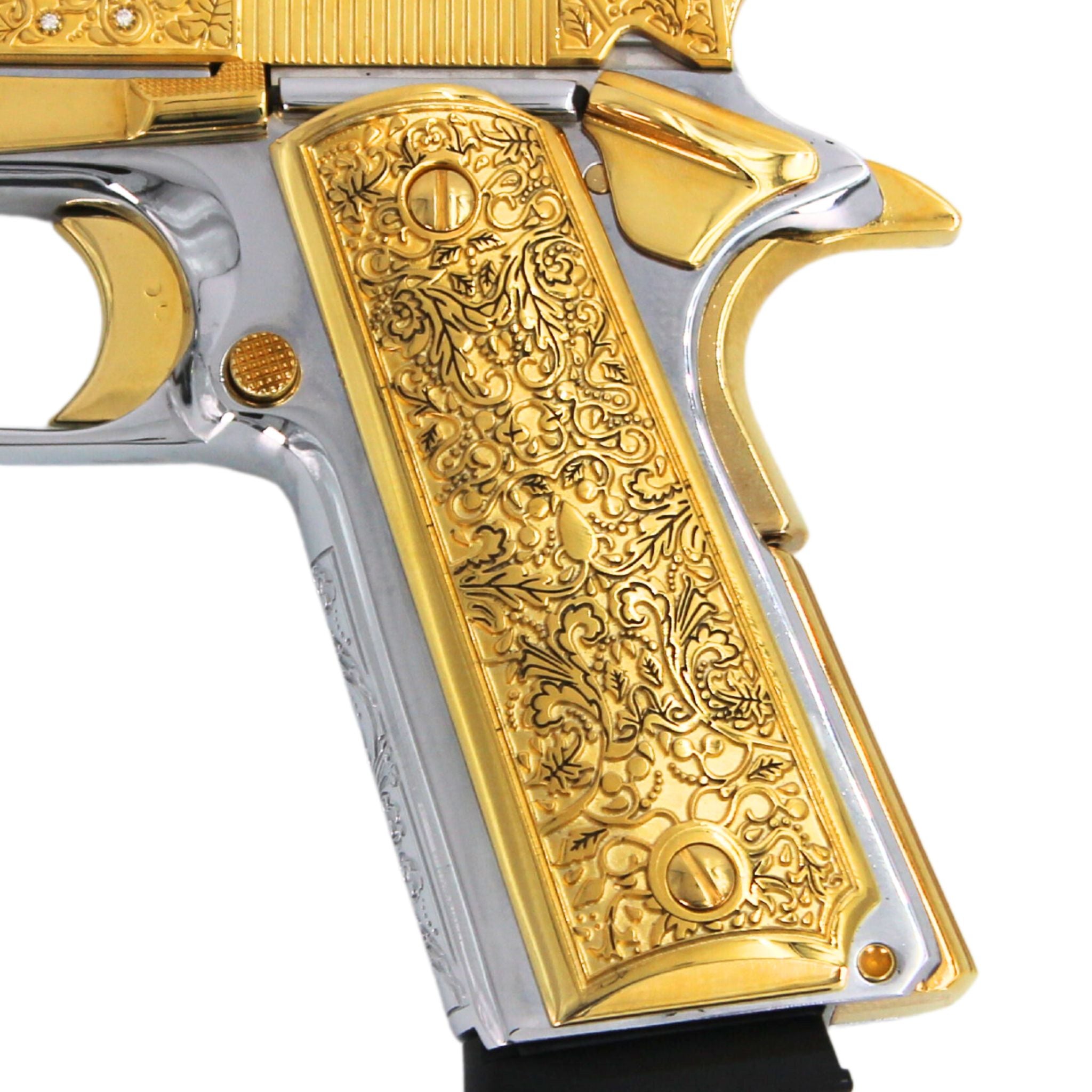Custom Grips in 24K Gold in Vine & Berries Design by Seattle Engraving Center