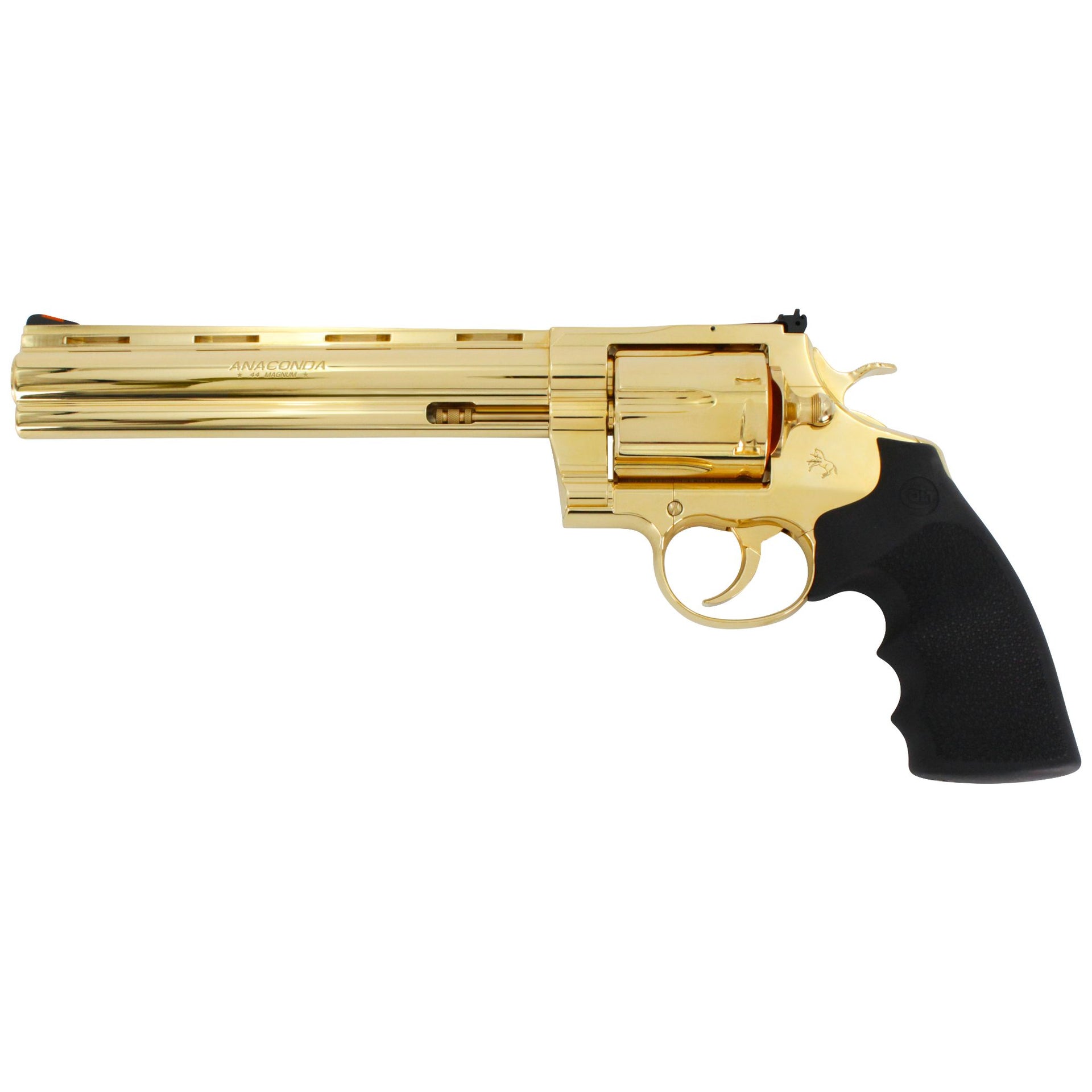 Colt Anaconda, 8", .44 Magnum, 24 karat Gold Plated SKU: 6707256393830, 24 karat gold gun, 24 Karat Gold Firearm
