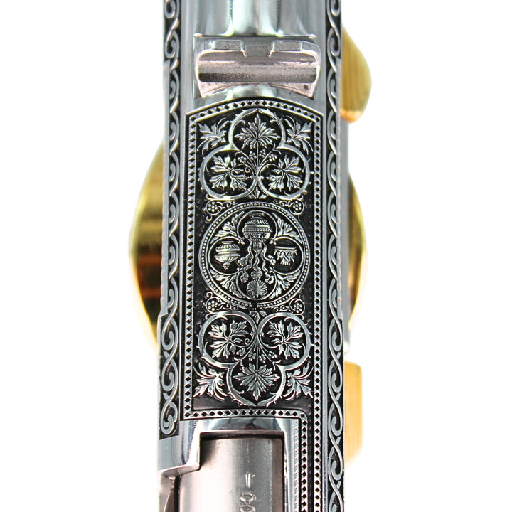 1911 Colt Government, 45 ACP, Cathedral design , High Polished Stainless Steel and 24K Gold Plated, SKU: 7007644418150, 098289112224