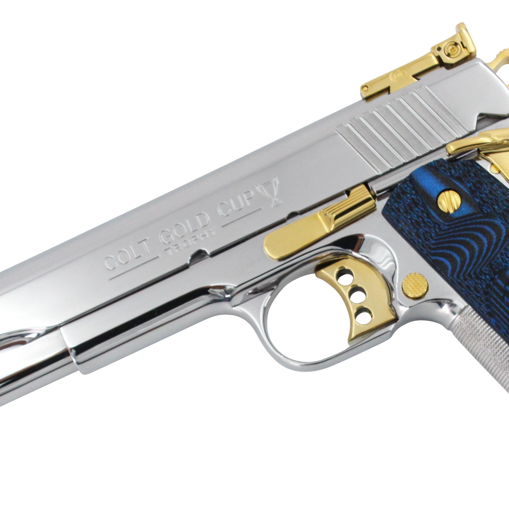 Colt Gold Cup Trophy .38 Super, Mirror Polish Stainless Steel & 24K Gold, SKU: 4866759262310, 24 karat gold gun, 24 Karat Gold Firearm