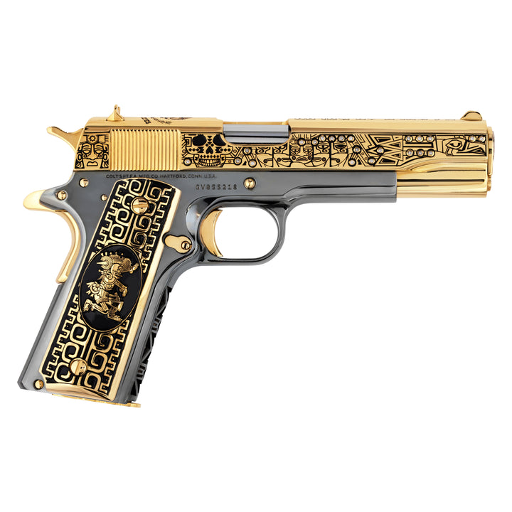 Colt 1911 Government, El Jefe De Jefes Diamond Edition, 38 Super, 9 + 1, 24K Gold & Black Chrome, 7291925561446