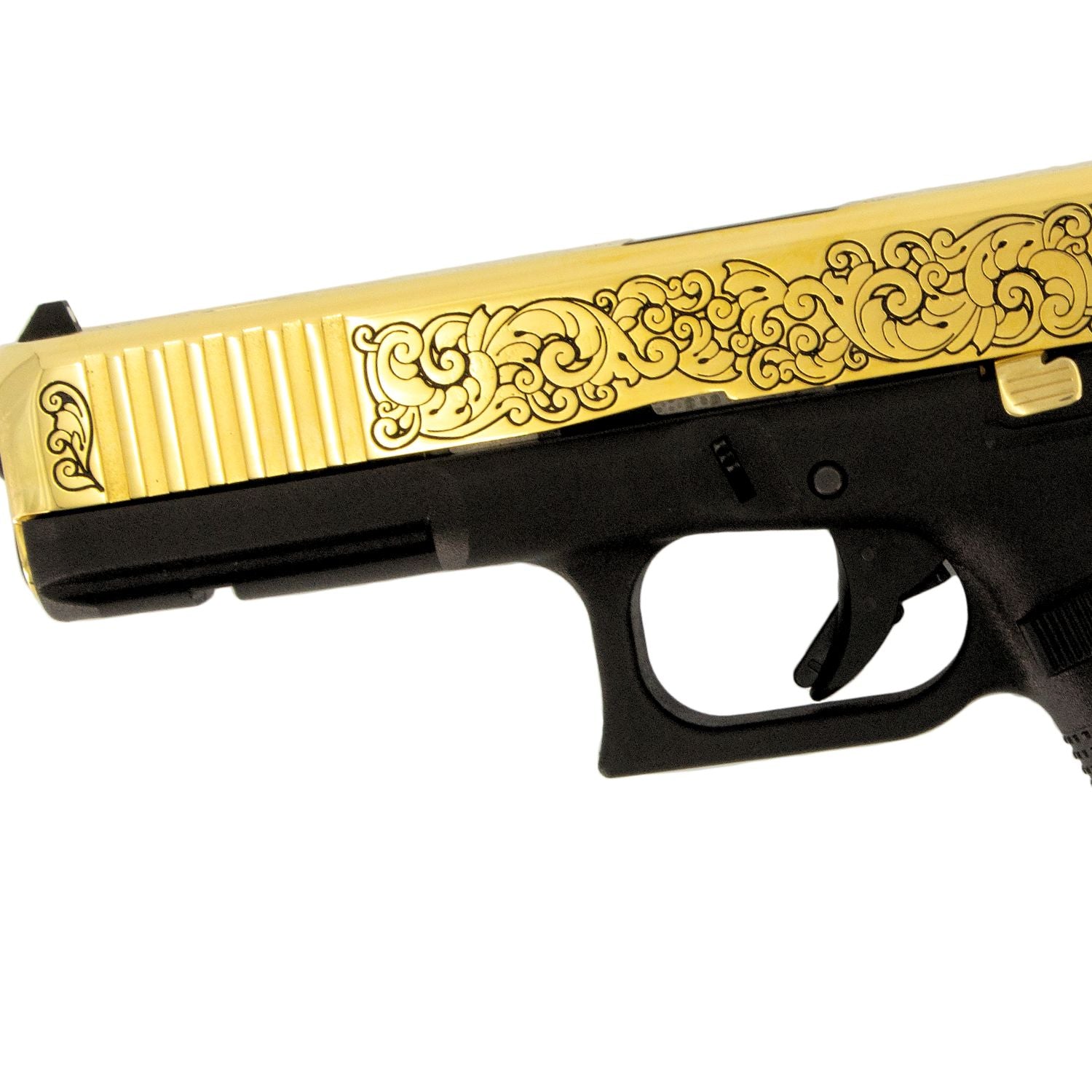 Glock G17 Gen 5, 9MM, English Scroll, 24 Karat Gold