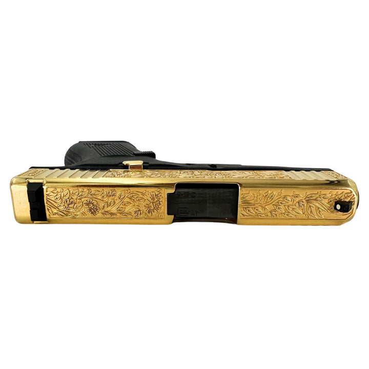 Glock G43X Subcompact, 9mm, Italian Renaissance, 24 Karat Gold Plated, SKU: 6823939178598, 24 karat gold gun, 24 Karat Gold Firearm