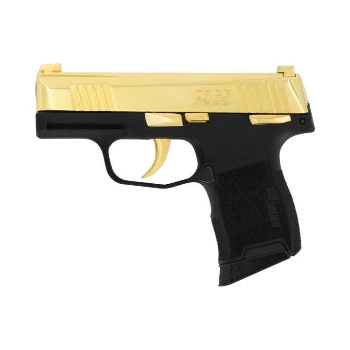 Sig Sauer P365, 9mm Luger, 24kt Gold, SKU: 6774603710566, 24 karat gold gun, 24 Karat Gold Firearm UPC: 798681681235