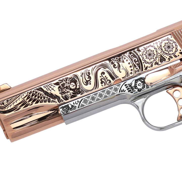 Springfield 1911 Garrison .45 ACP Catrina 18 karat Rose Gold Pistol, SKU: 6966564749414, 18 karat Rose gold gun, 18 Karat Gold Firearm