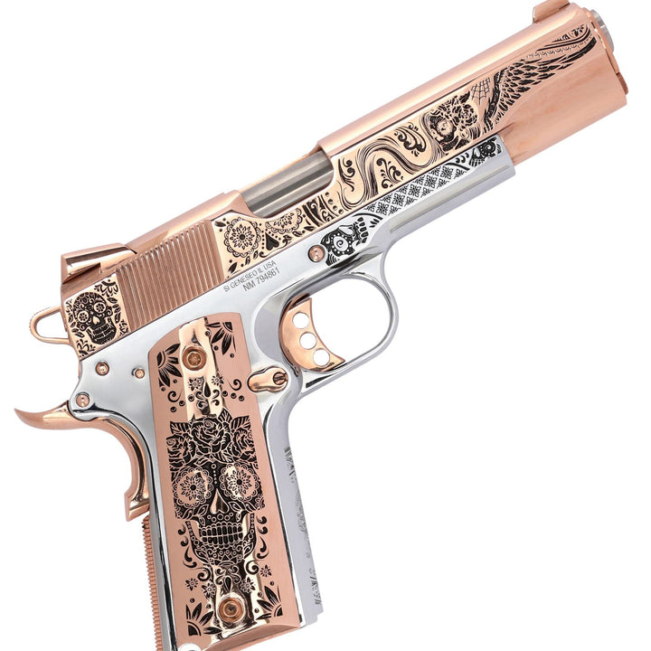 Springfield 1911 Garrison .45 ACP Catrina 18 karat Rose Gold Pistol, SKU: 6966564749414, 18 karat Rose gold gun, 18 Karat Gold Firearm