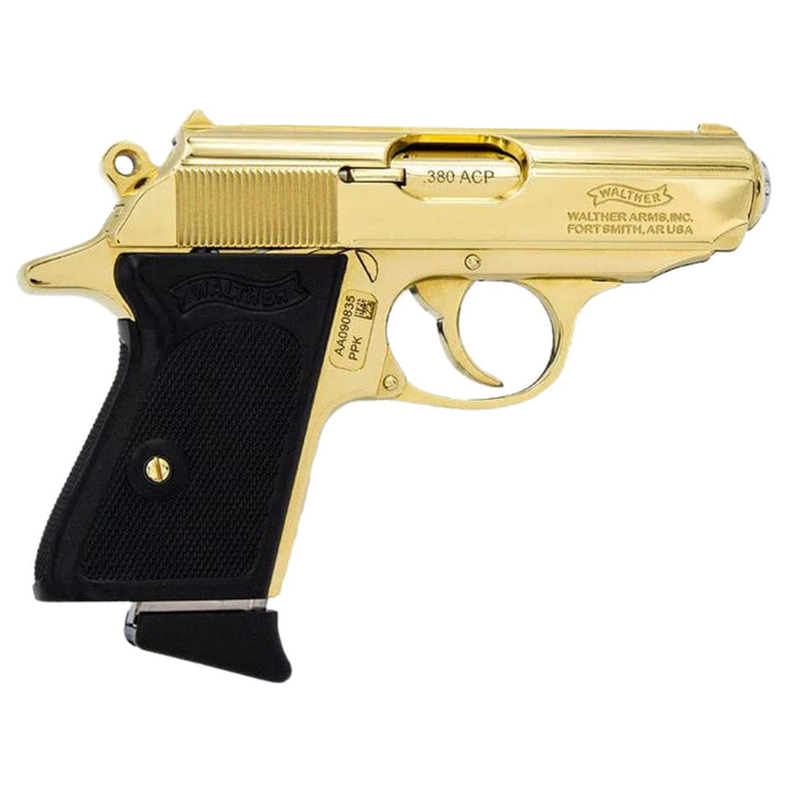 Walther PPK, .380 ACP, 3.3" 24kt Gold Plated, SKU: 6574191804518, Gold PPK
