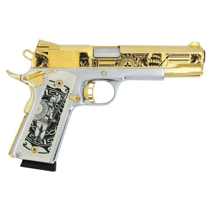 Rock Island Pistol Rock Island Standard FS, 45 ACP, Titan, White Chrome, 24K Gold Accents