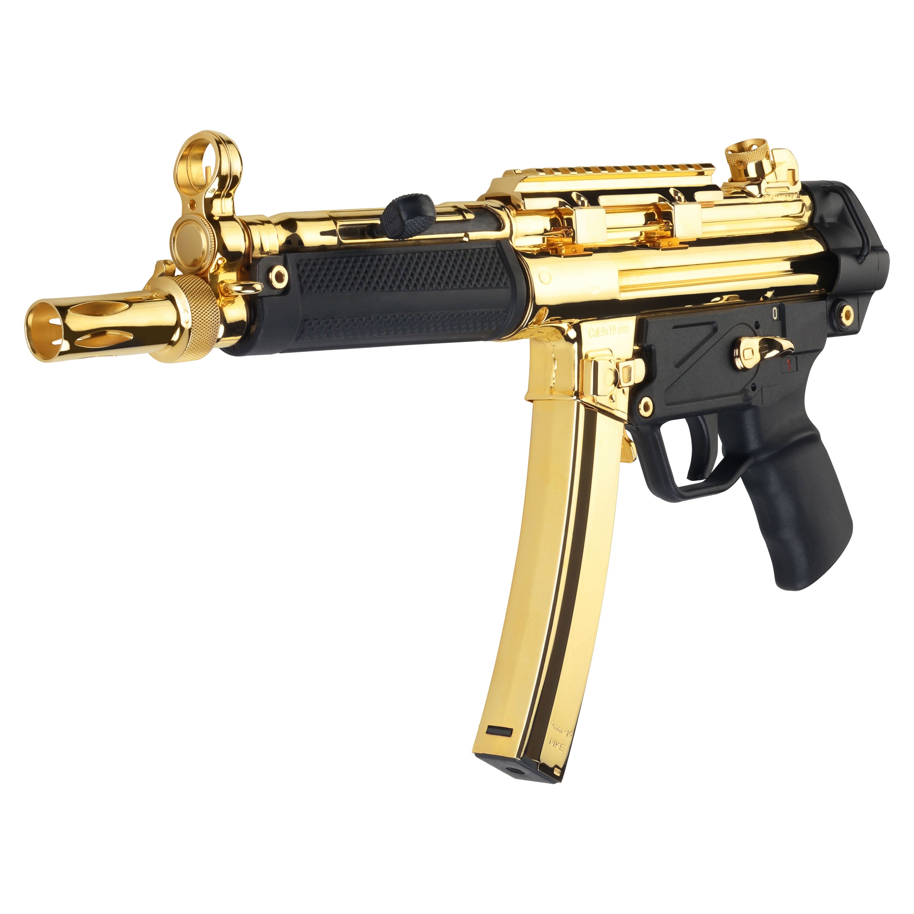 Century Arms 24K Italian Gold HG6034ALN AP5 CORE 9mm Luger 30+1 8.90" Threaded Barrel, Black, Stamped Metal Rec, Fixed Front/Drum Rear Sights, Includes Sling (2 Mag)-2