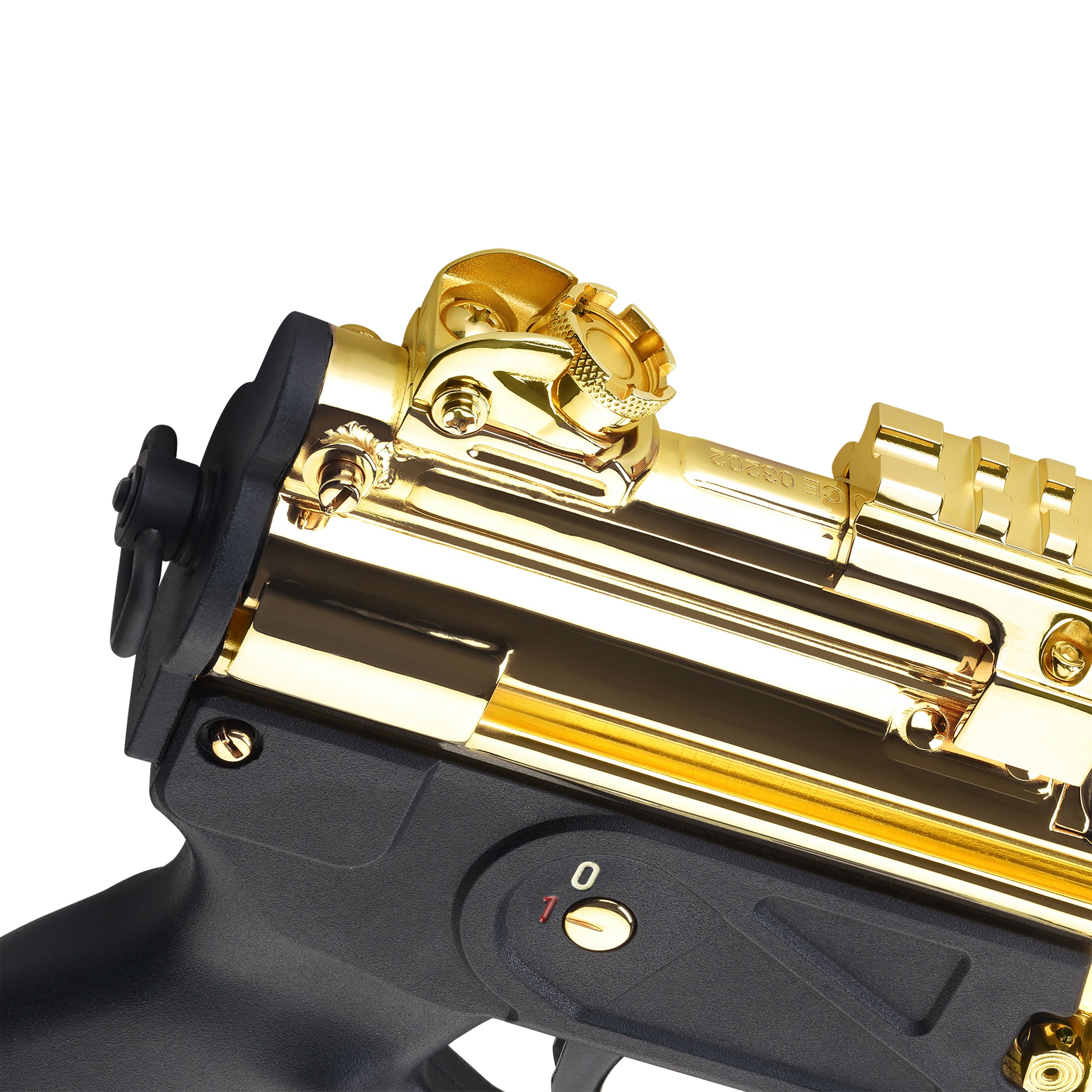 Century Arms 24K Italian Gold HG6034ALN AP5 CORE 9mm Luger 30+1 8.90" Threaded Barrel, Black, Stamped Metal Rec, Fixed Front/Drum Rear Sights, Includes Sling (2 Mag)-9