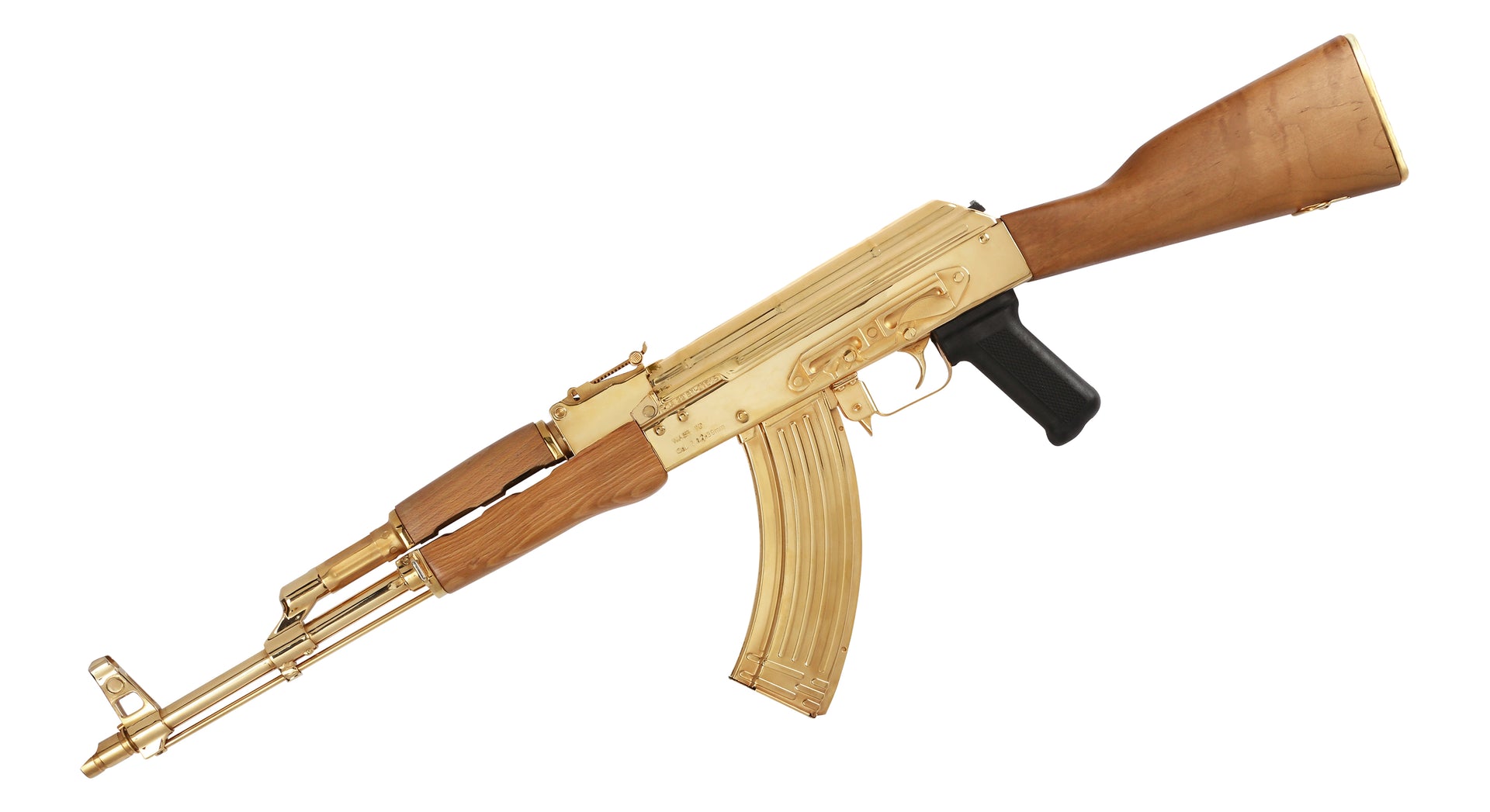 Century Arms AK 47 WASR-10 24K Gold Plated 7.62 X 39 16.25" Barrel 30-Rounds Wood Furniture