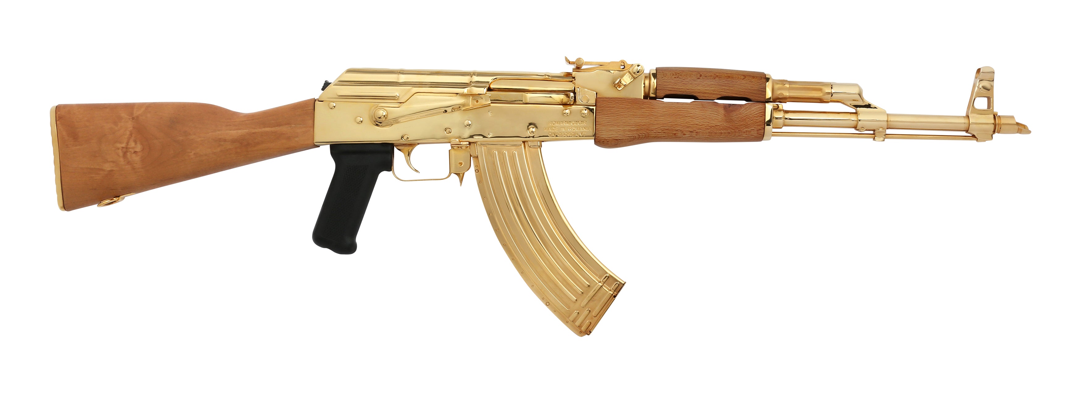 Century Arms AK 47 WASR-10 24K Gold Plated 7.62 X 39 16.25" Barrel 30-Rounds Wood Furniture
