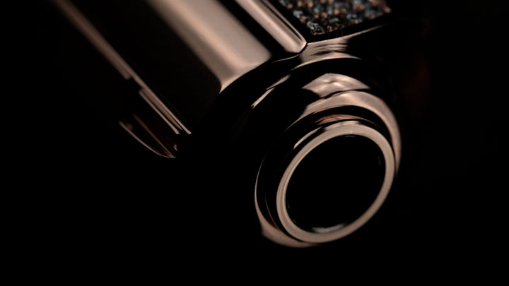 Top-down view of the Oasis Edition barrel and sight channel with high-polish Rose Gold finish,UPC # 723364209932