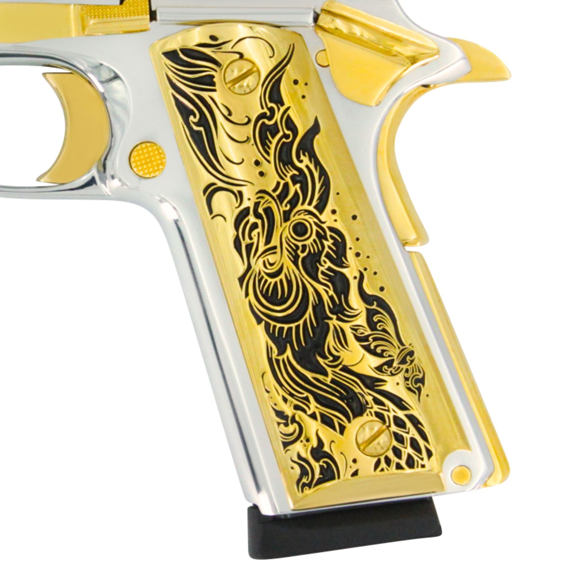 Custom Grips in 24K Gold in the Naga Warrior Design by Seattle Engraving Center