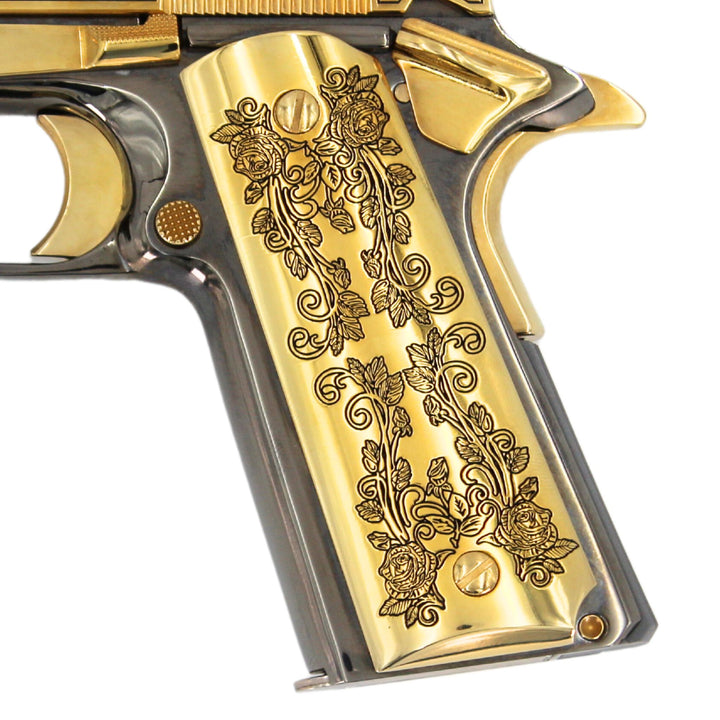 Custom Grips in 24K Gold Rock Island Edition by Seattle Engraving Center