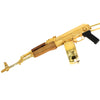Ak 47 Century Arms Underfolder, 7.62x39mm,Engraved, 24 karat Gold Plated W/ 24k Gold Plated Drum Magazine  SKU: 6963834716262,Gold AK 47, Gold Gun, Gold Firearm