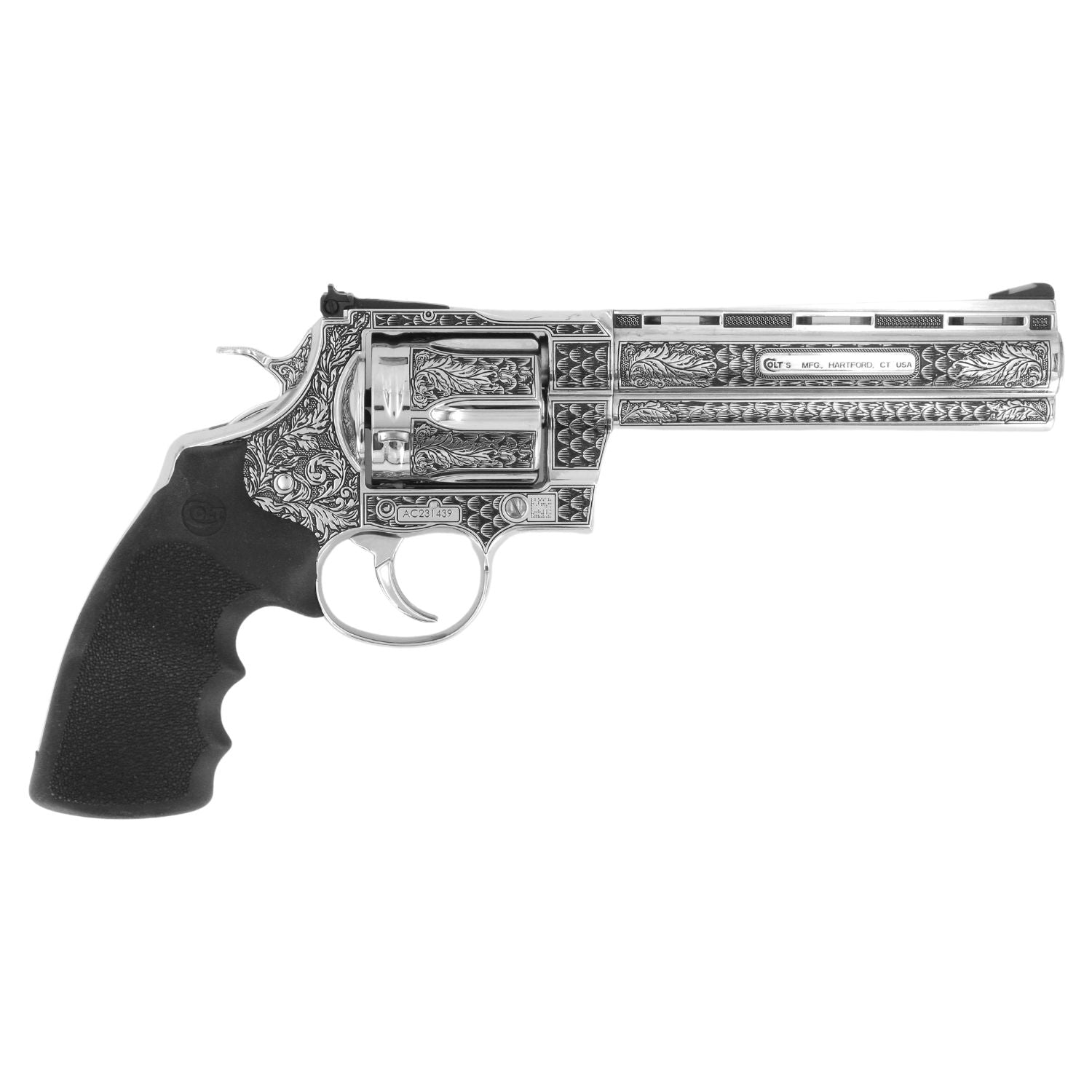 Colt Anaconda, 6", .44 Magnum, Engraved High Polished Stainless Steel, SKU: 6966458679398