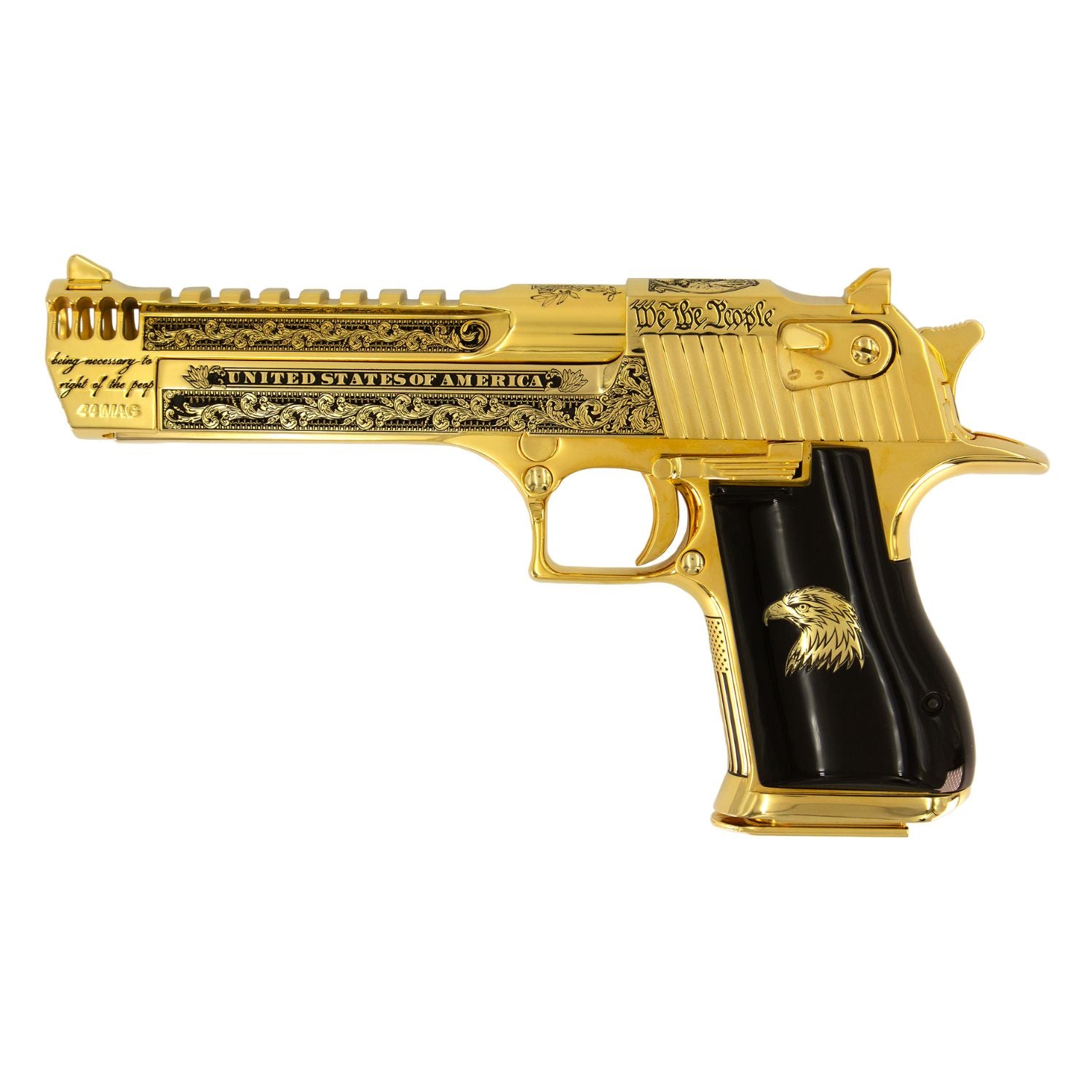 Desert Eagle Patriot 44 Rem Mag, 6", 24kt Gold Plated and Engraved, Magnum Research, SKU: 6966446620774, 761226032281 