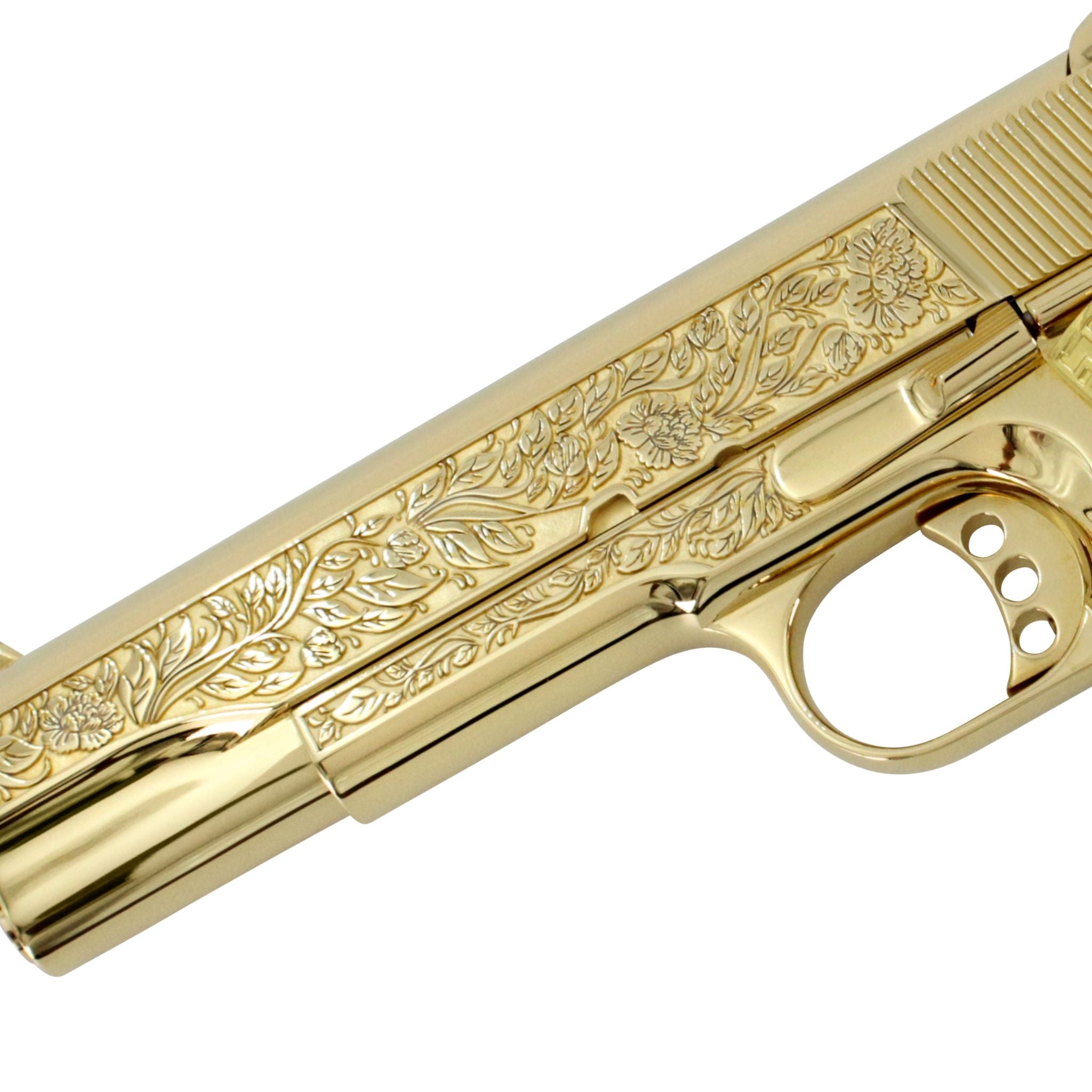 Springfield Armory Garrison 1911, 45 ACP, Italian Renaissance, 24kt Gold, SKU: 6712956747878, 24 karat gold gun, 24 Karat Gold Firearm