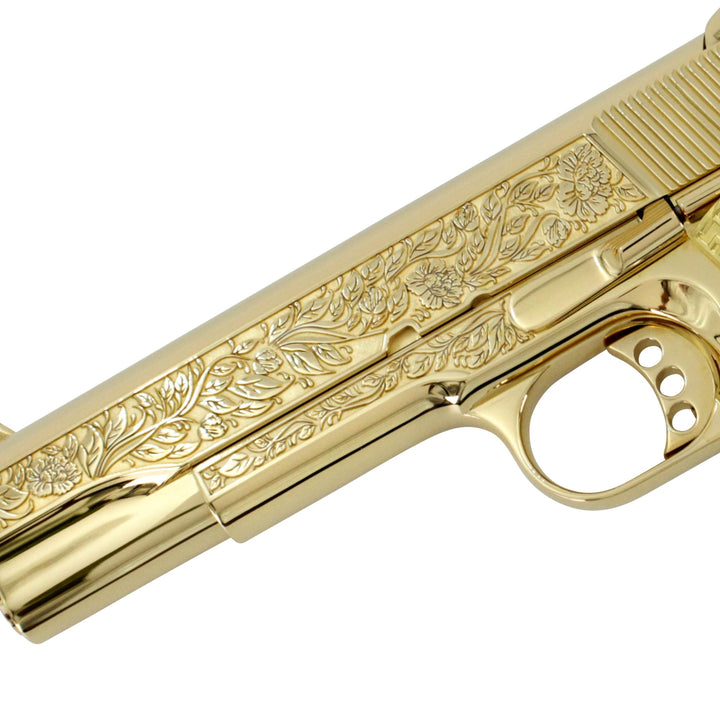 Springfield Armory Garrison 1911, 45 ACP, Italian Renaissance, 24kt Gold, SKU: 6712956747878, 24 karat gold gun, 24 Karat Gold Firearm