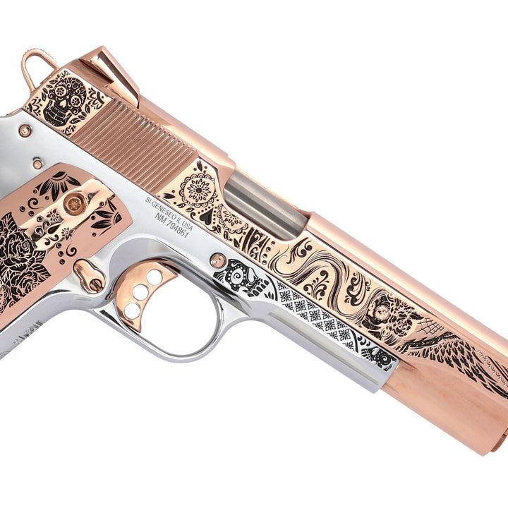 Springfield 1911 Garrison .45 ACP Catrina 18 karat Rose Gold Pistol, SKU: 6966564749414, 18 karat  Rose gold gun, 18 Karat Gold Firearm